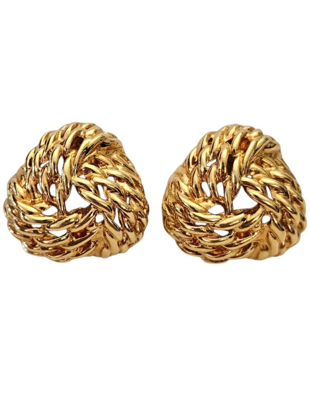 Gold Tone Braided Knot Clip On Earring, Designer Style, J85